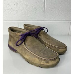Twisted X Women's Driving Moc Leather Mid Chukka Boot / Purple Brown / Size 9